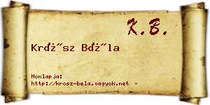 Krósz Béla névjegykártya